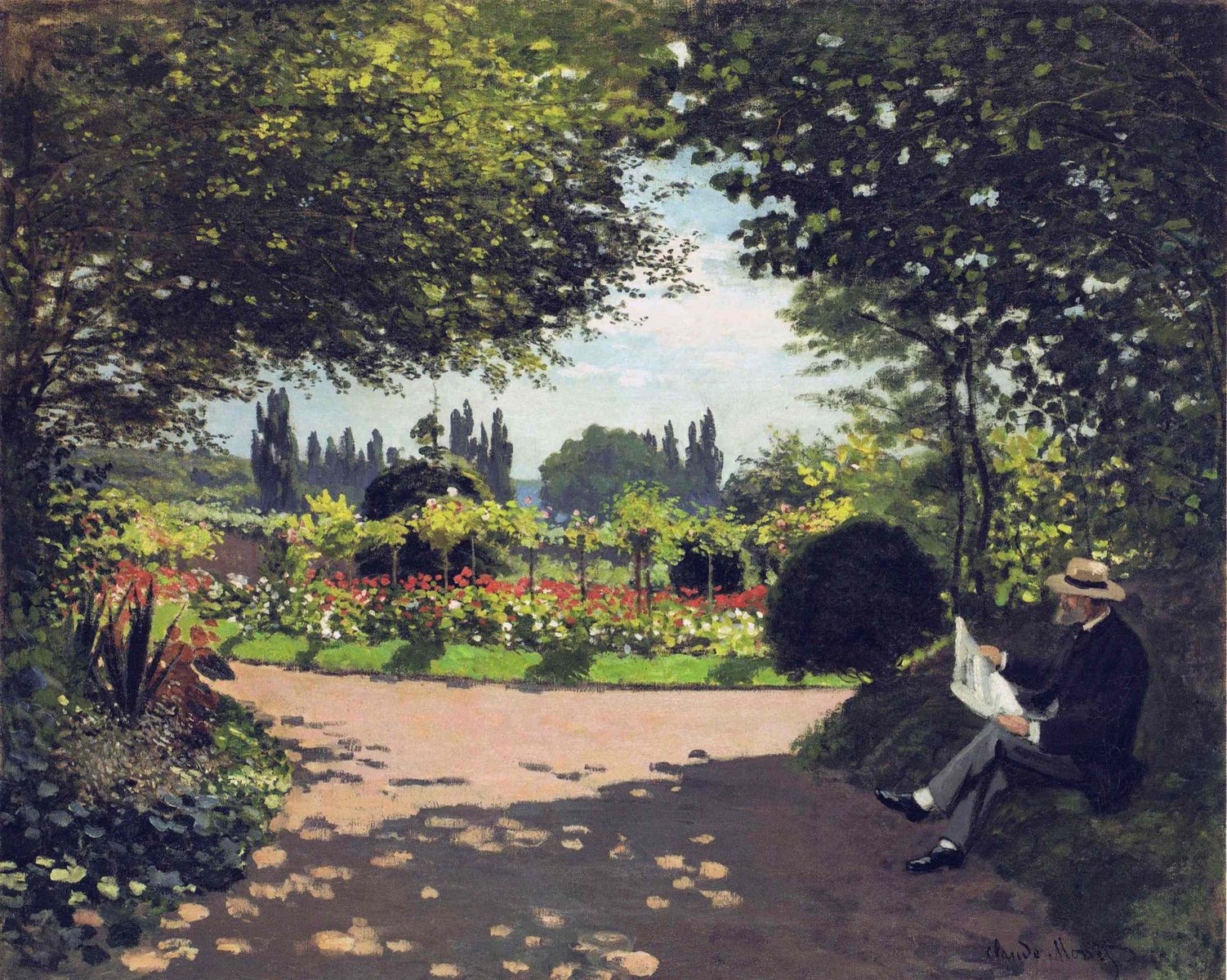 Клод Моне - Адольф Моне в саду Ле-Кото в Сент-Адресс